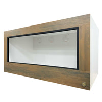 Warm & Sunny, this 4x2x2 reptile enclosure has 3/4" thick Teak HDPE front frame paired with  white PVC body panels. 6" lower frame provides amble space for plants and digging.
