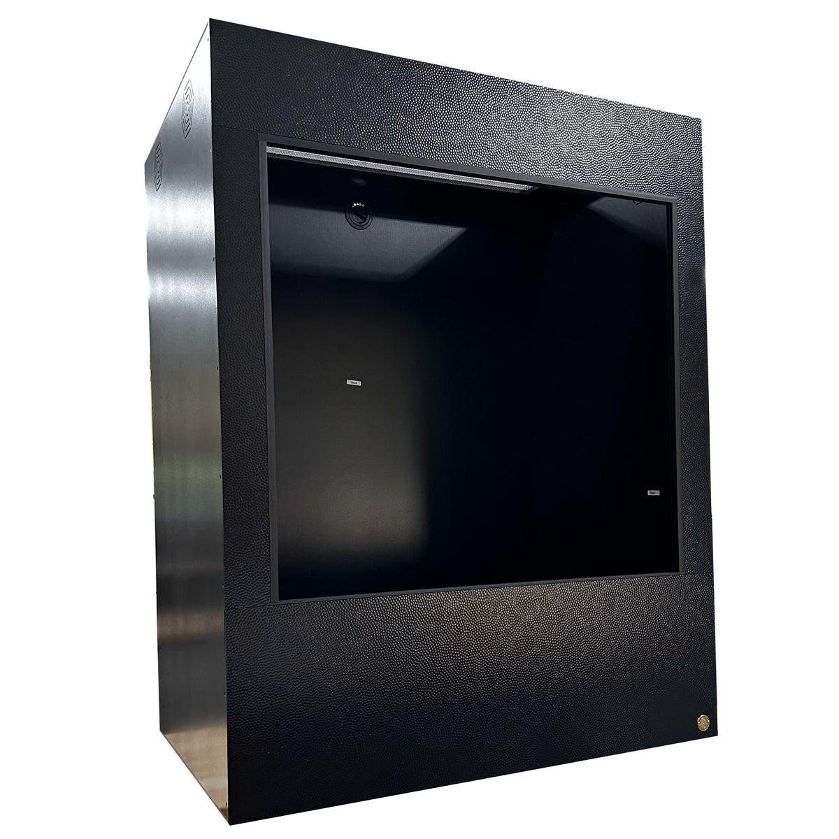 6 Foot tall Toad Ranch reptile enclosure featuring Black Dragon front frame paired with black PVC body panels. Configured with perforated screen top & tempered glass doors