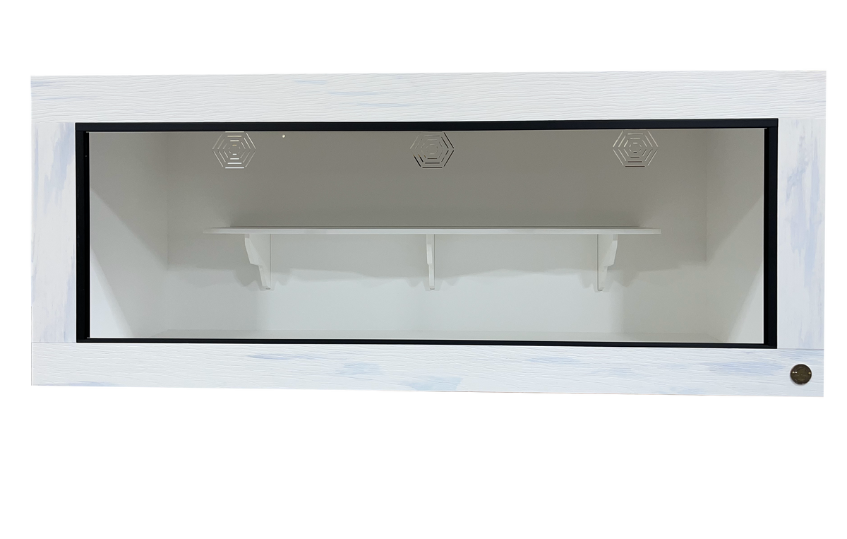 Toad Ranch 5x2x2 HDPE & PVC Reptile enclosure. Featured in Whitewash front frame paired with white PVC body panels.Cage