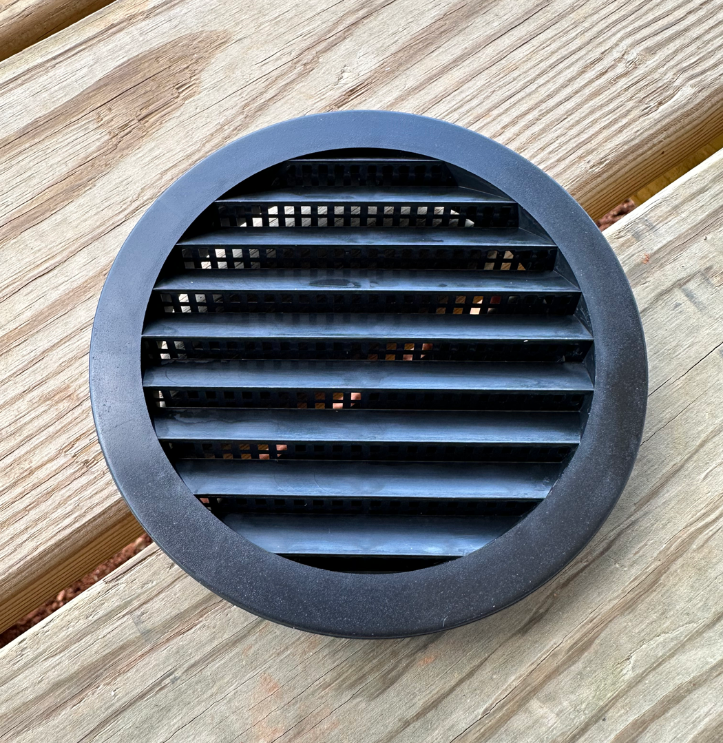 3-inch round plastic reptile cage insert vent.