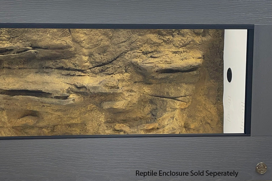 Toad Ranch Reptile Enclosure featuring Driftwood frame with Universal Rock Ledge Wall