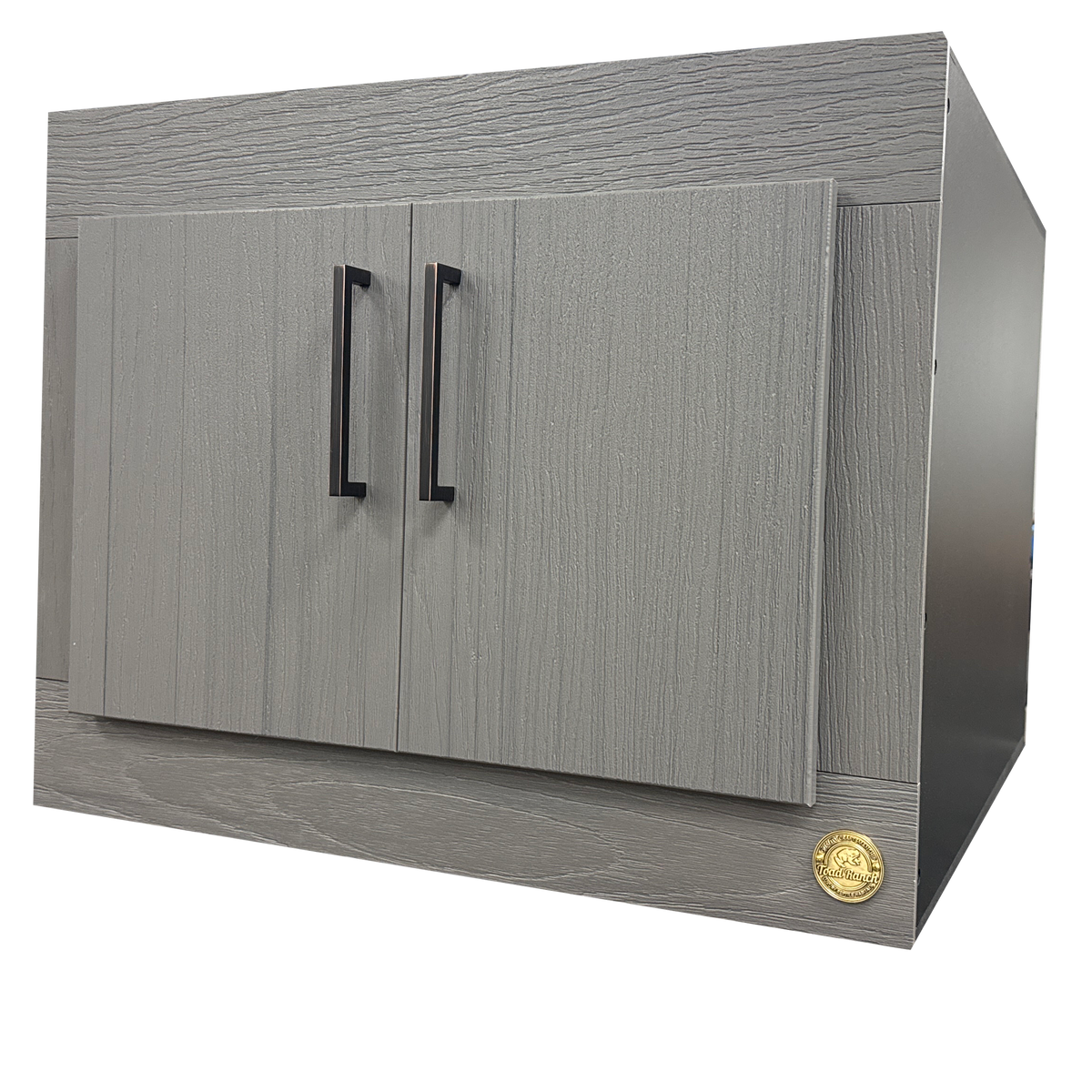 24x24x24 Toad Ranch Cabinet Stand in Driftwood HDPE Front Frame, Black PVC Body Panels
