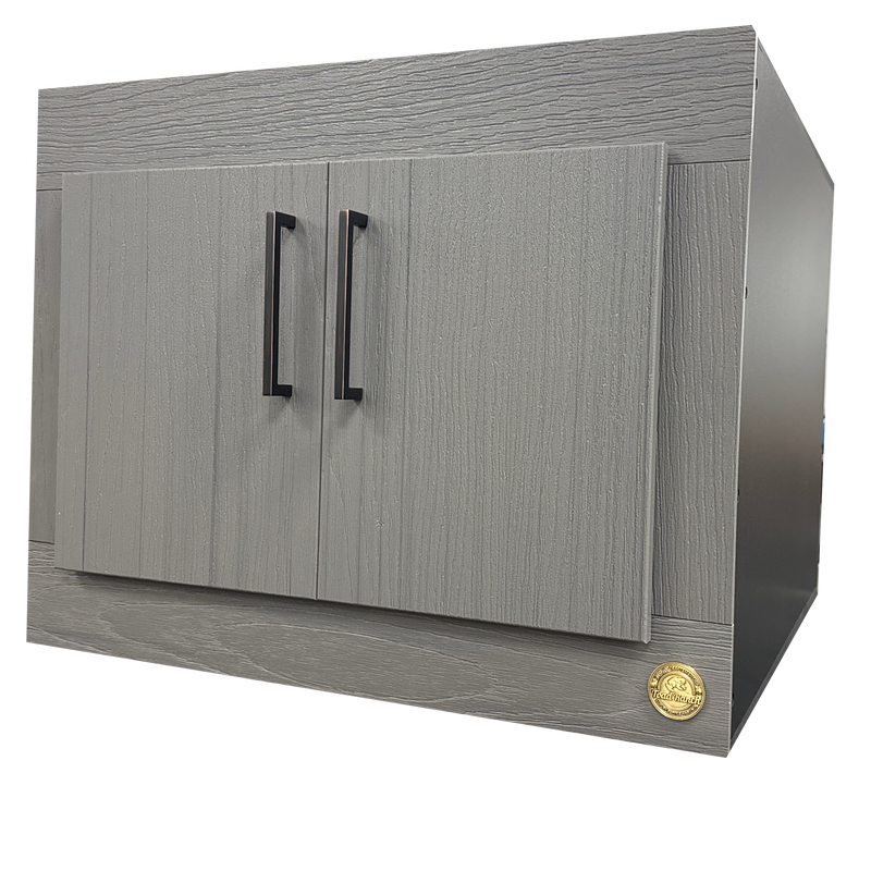 24x24x24 Toad Ranch Cabinet Stand in Driftwood HDPE Front Frame, Black PVC Body Panels