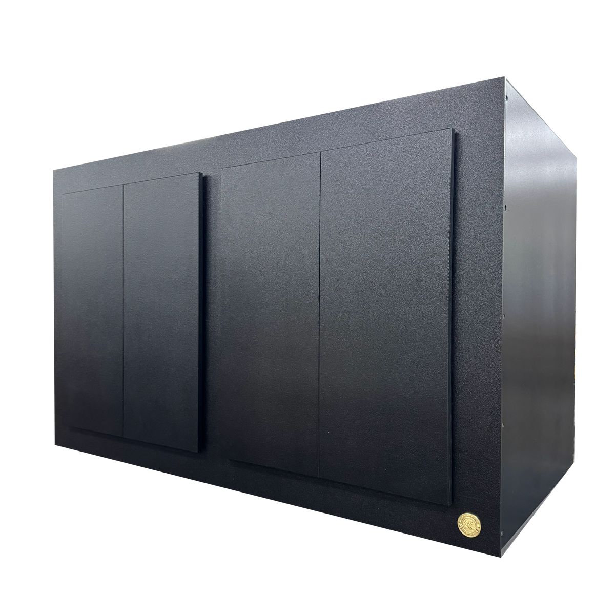 48x24x30" (LxWxH) Cabinet Stand, with soft close HDPE doors. Matte Black HDPE Front frame, Black PVC body panels.