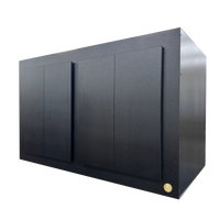 48x24x30" (LxWxH) Cabinet Stand, with soft close HDPE doors. Matte Black HDPE Front frame, Black PVC body panels.