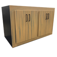 48x24x30" (LxWxH) Toad Ranch Cabinet Stand- Teak HDPE Front Frame, Black PVC Body Panels.