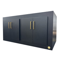 4x2x2'  cabinet stand with soft close swing doors in Matte Black HDPE.