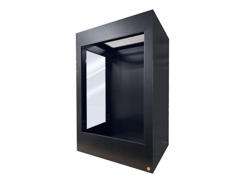 4x3x6' tall reptile enclosure,48x36x72", Matte Black 3/4" HDPE front frame with acrylic Lookout Window, Adaptive Vents and screen top