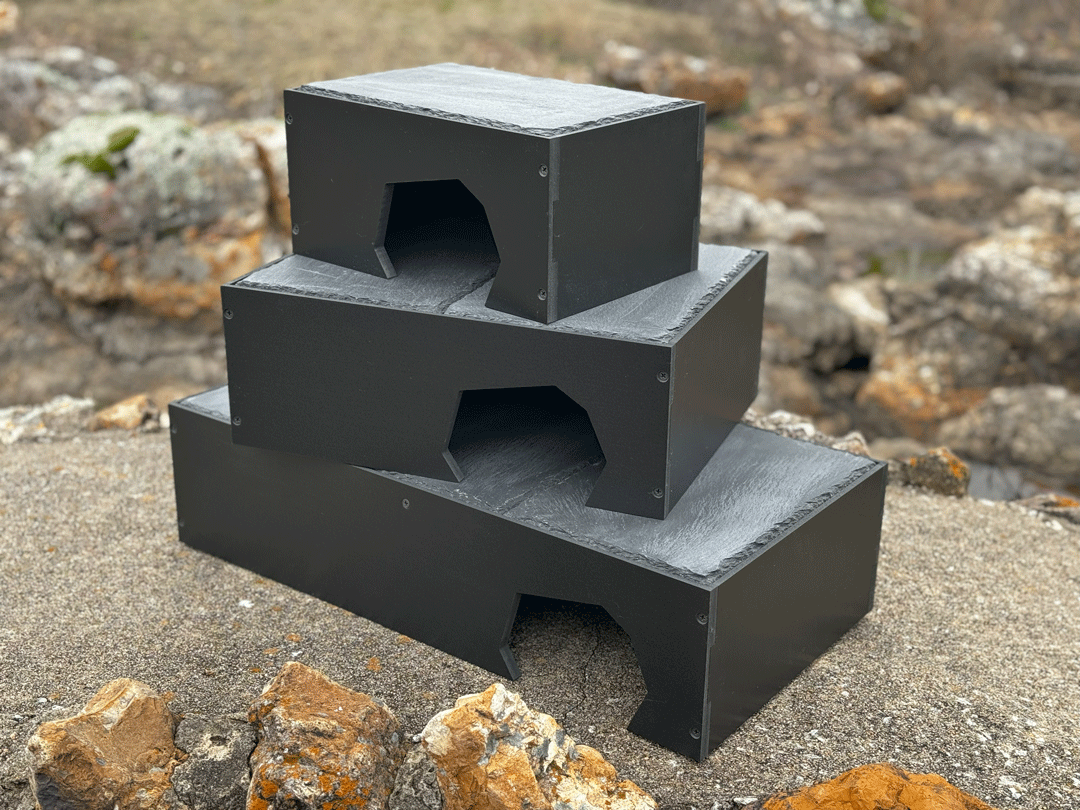 Beautiful Real Stone-Slate Reptile Basking Platform & Reptile Hide box