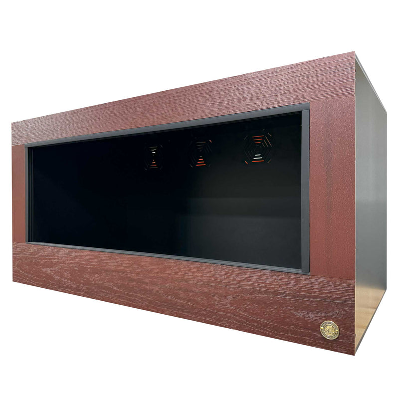 4x2x2 reptile enclosure with mahogany front frame and black PVC body panels