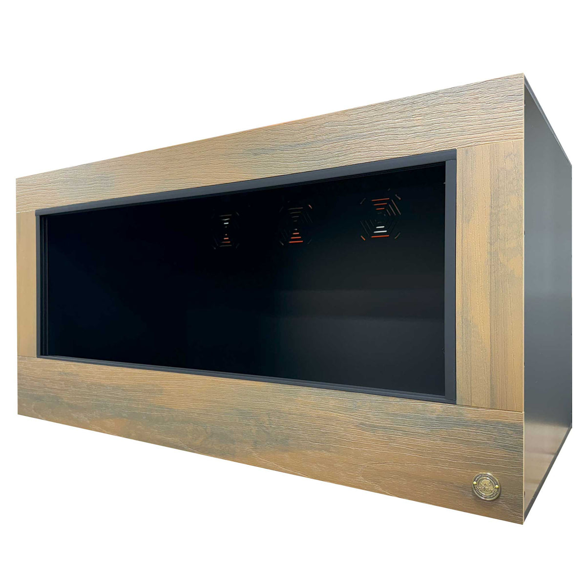 4x2x2 reptile enclosure with Teak front frame and black PVC body panels