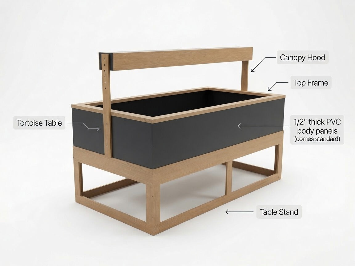 4'x2'x16" | Open Top Tortoise Table | Luxury Reptile Enclosure